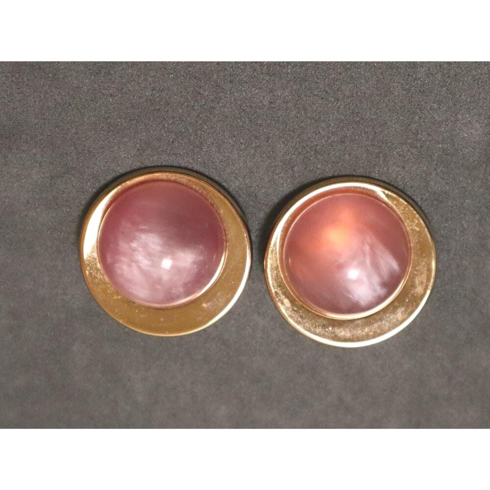 Huge Pink Lucite Dome Earrings Vintage Clip Backs